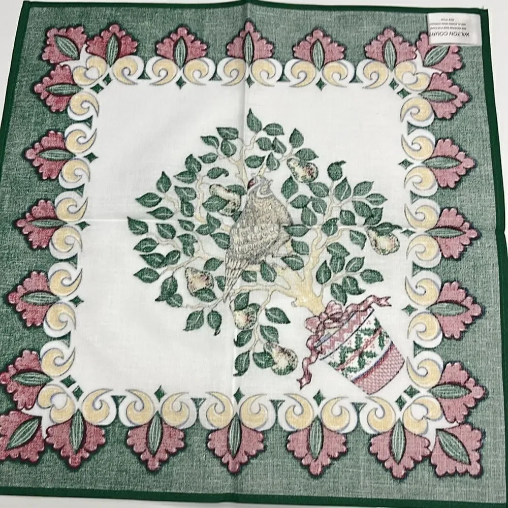 Wilton Court Cotton Cloth Napkins Partridge in A Pear Tree Christmas Table Decor